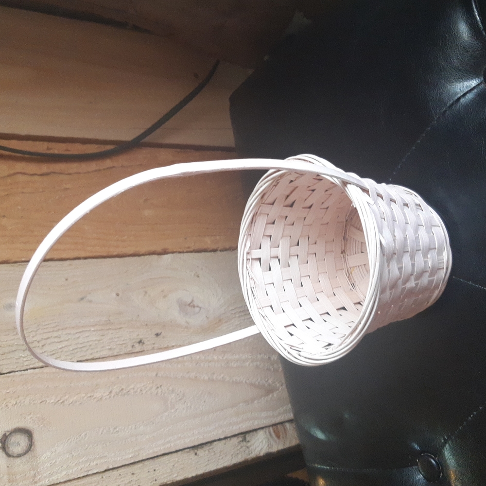Pink wicker circle basket
